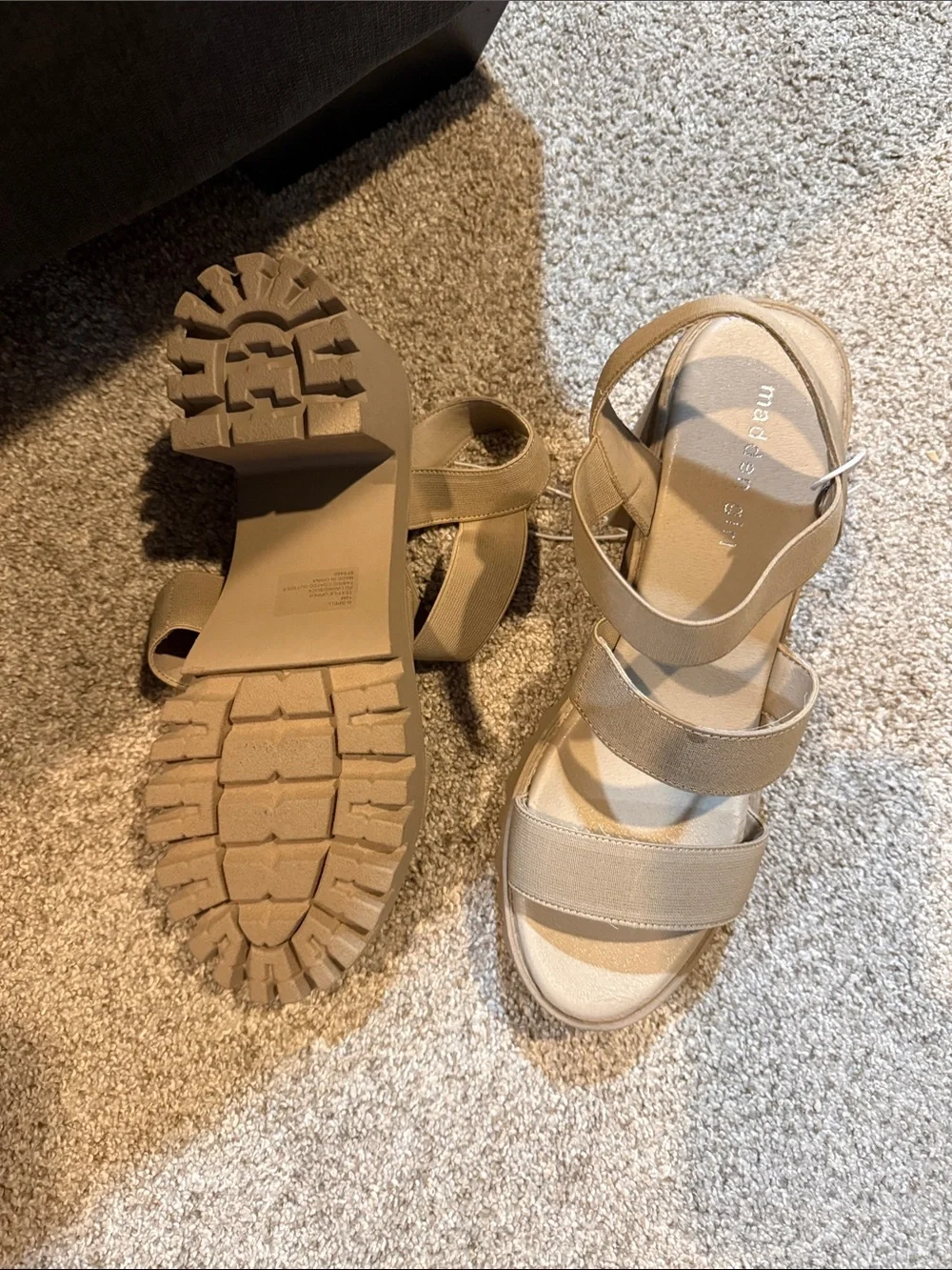 Women’s Chunky-Strap Platform Sandals in Beige
